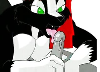 Red hair furry slag licking all over that meaty dick in a hot yiff vid