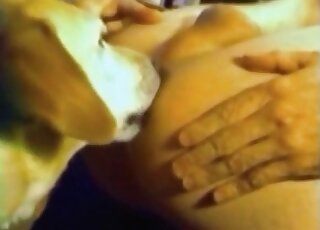 Filthy dude gives his asshole to his pet dog to lick properly