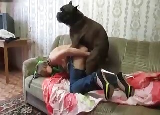 Mature enjoys her first experience of having sex with a trained dog