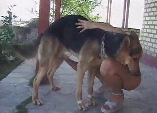 Glamorous wife gets naked to tempt a dog and to get smashed